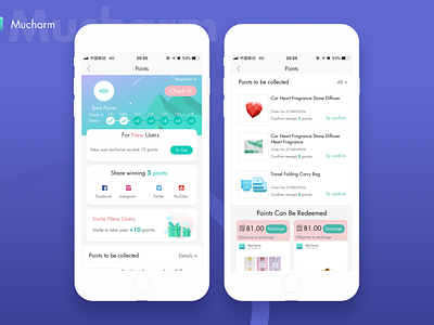 Points page app design ui