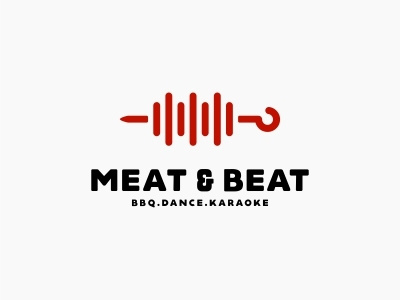 Meat & Beat barbecue bbq beat color dance design dribbble food icon karaoke line logo logo sale logotype meat sale skewer track