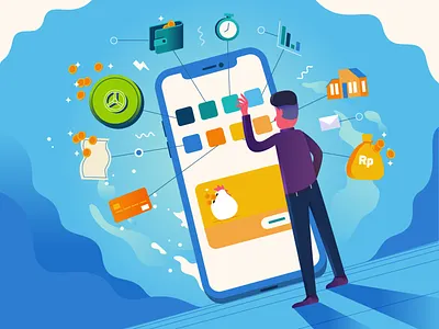 Mobile Banking banking app digital banking illustration mobile money perspective wallet