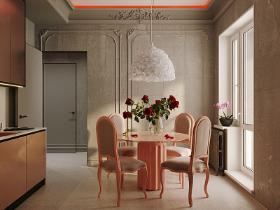 Kitchen in one room apartment 3d 3d art 3ds max 3dsmax 3dvisualization cgart cgartist cgi corona render corona renderer design interior interior design interiors render rendered rendering renders visualization