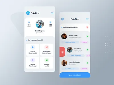 Fake Analysis Mobil Application / FakeFind app app design design icon logo mobile app mobile app design typography ui ux
