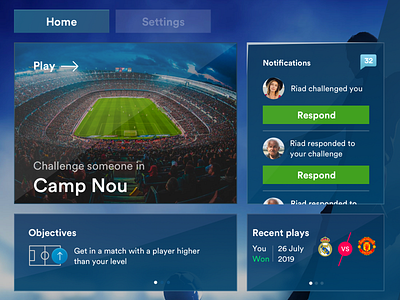 Soccer UI app ball blue design fifa football notification soccer ui uiux ux