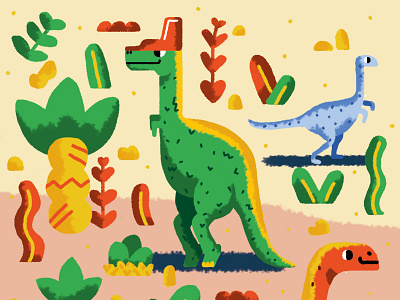 Dino bitmap cute dinosaur illustration jurassic plants
