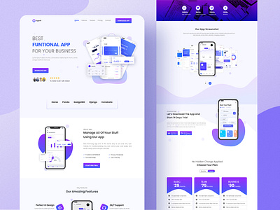App Landing Page UI Design app design financial trendy