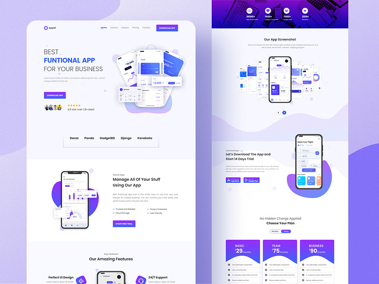 App Landing Page UI Design by Rasel Mondol on Dribbble