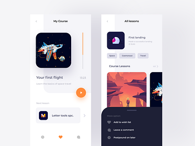 Educational platform | Player app apple application daily education figma lesson mobile music music player player space spaceship ui