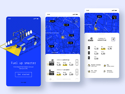 Fuel Up Smarter app app application car design drawing fuel gas station illustration isometric linework map mobile mobile ui navigation ui ui design ux ux design
