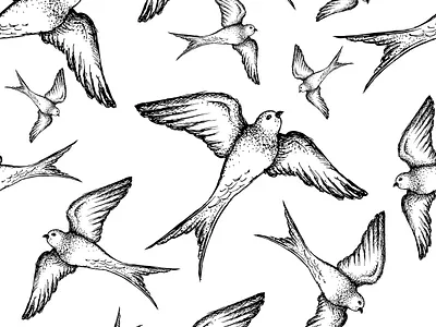 Swallow Hand Drawn Pattern bird design drawing drawn fly graphic graphicdesign hand hand drawn illustration illustrations pattern a day pattern art pattern design seamless surface surface pattern surfacedesign swallow vector