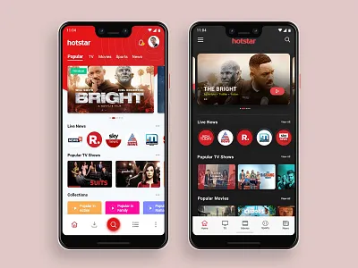 Hotstar App Redesign darkmode google google pixel 3 hotstar live tv tv app