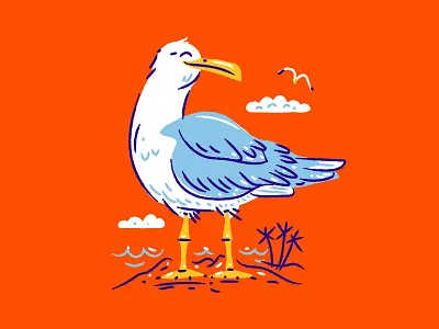 Illustration IV beach illustration palms seagull shepherd