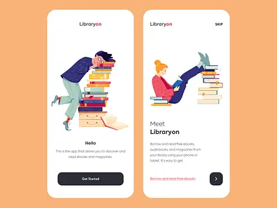 Mobile app - LibraryOn app clean colors design illustration minimal mobile ui ux