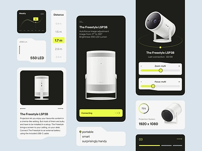 App concept for "The Freestyle" device app app concept app design application concept controller design device film minimal mobile app movie app movie projector movies product projector samsung smart tv ui ux