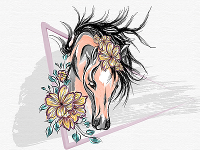 Horse illustration artwork design floral horse illustration prints
