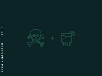 Skulls and Cocktails bar brand branding cocktails design icon illustration line logo skull skull and crossbones spirits typography vector