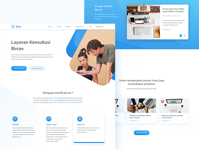 Biran Landing Page - Website Redesign app blue branding clean dailyui design dribbble flatui gradient icon landing page layout minimal mobile app typography ui uiux ux web website