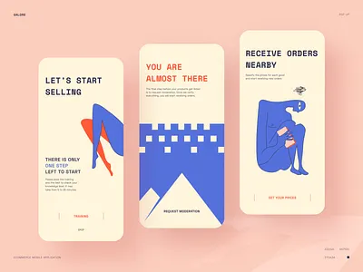 Galore | Ecommerce Mobile Application app branding colors design illustration minimal mobile popup ui ux