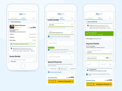 Otel.com - Mobile Checkout checkout design details hotel mobile payment ui