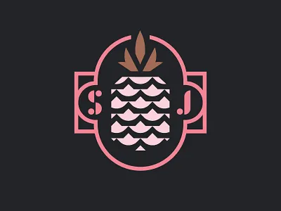 SJ badge design fruit logo patch pineapple typography vector
