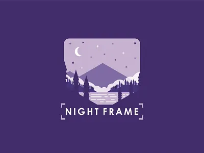 night frame logo adventure branding camp design discover discovering discovery explore flat flatnature future illustration logo mountain nature shirt shirt design shirtdesign star