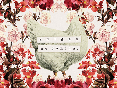 Friends not Food chicken collage friends govegan medellin medellín vegan