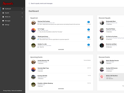 Squads Dashboard Design adobe xd design flat ux web app web app design web apps web design web designer webdesign