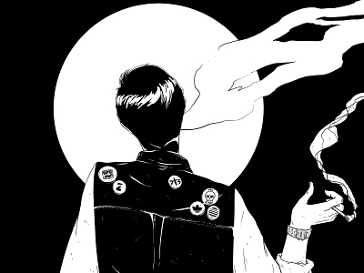 熟考が激化 ~ c o n t e m p l a t i o n i n t e n s i f i e s ~ art black black and white cigarette design drawing illustration photoshop sketch smoke