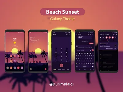 Beach Sunset | Samsung Galaxy Theme android android theme android ui animation app design galaxy theme icon icons iconset illustration interface mobile ui nature samsung samsung galaxy samsung theme ui ux wallpaper
