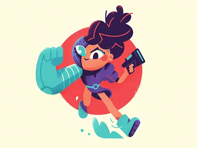 Zero-One adventure android character design illustration space vector