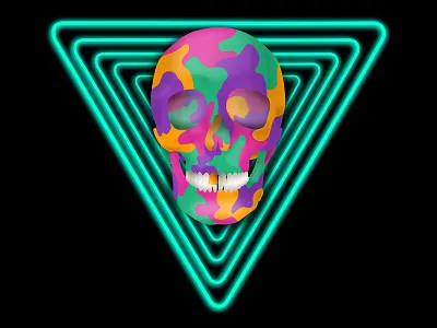 Neon Techno Skull 2077 cyberpunk glow glowing graphic design illustration illustrator ipad ipad pro neon punk skull techno vector vector graphic