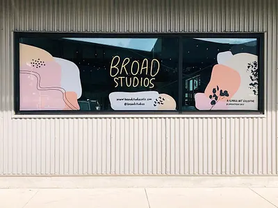 Broad Studios window decal art collective atx austin texas brand brand and identity branding broad studios color design design art female graphic illustration illustration art logo window window decal window graphic woman owned