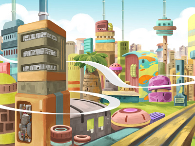 The gas city view branding city illustration concept art concept design enviroment graphic design illustration illustration art illustrator styleguide