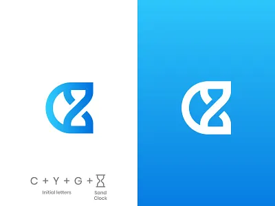 CYG Monogram blue logo branding concept design flat gradient icon illustration letter lettermark logo logo design minimal monogram negative space simple symbol time typography vector