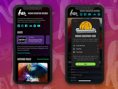 Higher Education Records iphonex milwaukee mobile sketch ui web site webdesig