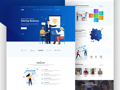 Digee Digital Marketing Home Three agency branding business clean corporate gradient illustration landing landing page design typography vector web website