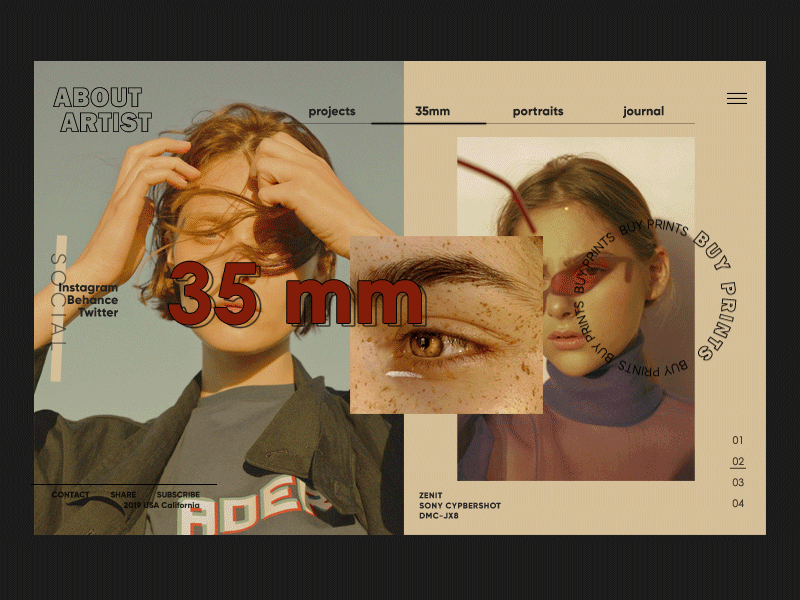About Artist/ AA ae aftereffects motion pastel colors photography photoshop ui uidesign uiux ux uxdesign web