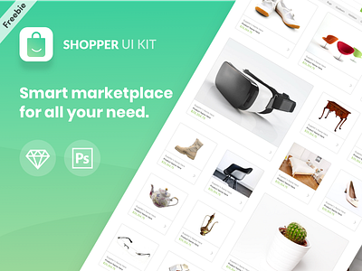 Shopper Ui Kit - Freebie animation branding clean design ecommerce flat free freebie minimal mockup psd sketch sketchapp store template ui ux vector web website