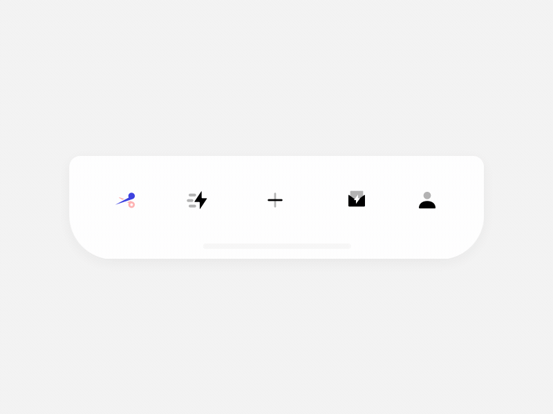 Tab Bar Micro Interaction bar email flash icon lighting microinteraction navigation plus profile scissors tab