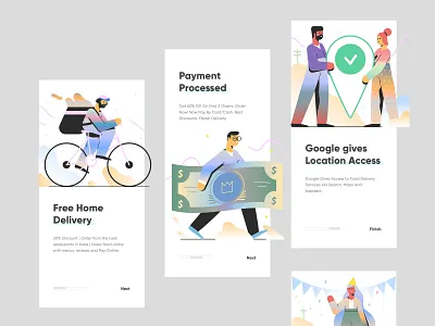 Onboarding Screens app branding clean concept creative design gradients icon illustration interface mobile app design modern trending typography uiux vector