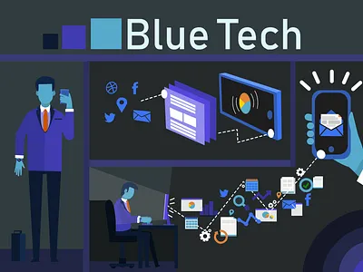 Blue Tech Marketing-Styleframes 2d animation adobe illustrator character animation character design explainer video illustration vector