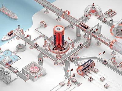 Battery factory 3d 3d rendering battery concept creative diagram factory funny industry logistics manufacturing process render simple