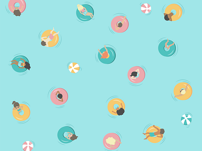 Floating Floaties float floaties floating illustraion illustration art inflatables pastel pool poolside summer sunshine swimming swimming pool