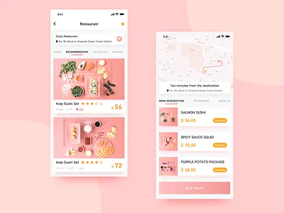 Food interface design app design icon pink ui web 设计