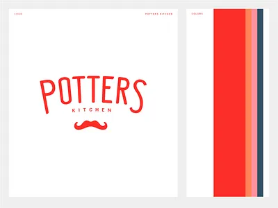 Potters Kitchen - Branding brand branding clean color color palette design flat graphics guidelines icon logo mark mustache red simple symbol type typography vector white