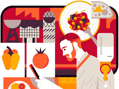 Chef character chef cooking digital editorial folioart food illustration limited colour owen davey