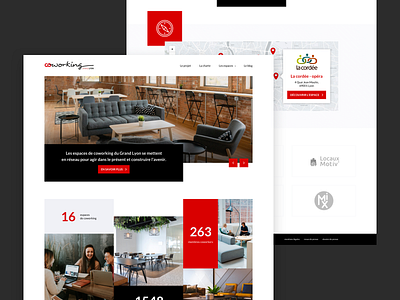 Coworking homepage webdesign coworking duotone flat home homepage keyfact lyon minimalist slider stats ui ux webdesign