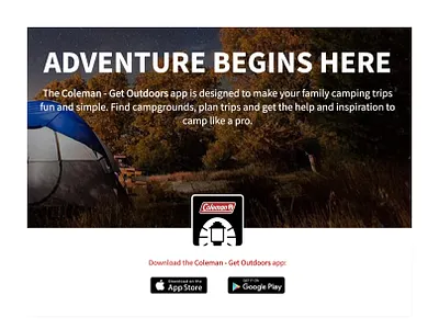 Coleman "Get Outside" App mobile app mobile app design mobile design ux ui