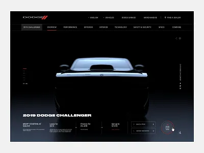 Dodge Challenger Interactive Site 3d animation cars challenger dark dodge engine highlights identity ignition interactive logo maxon motion octanerender smoke typography