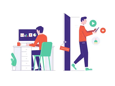 Illustration for the Medical App app control data doctor illustraion man medical medical app medicine mobile patient people