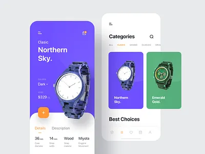 Elgrave Ecommerce App Design app app ui brand card category clean clean ui design ecommerce fashion fashion app gallery mobile product purple shop simple ui ux watch