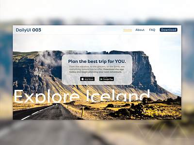 Daily UI 003 Landing Page app daily ui dailyui dailyui003 dailyuichallenge design graphic graphic design iceland mobile mobile app photograpy ui ui ux ui design uidesign